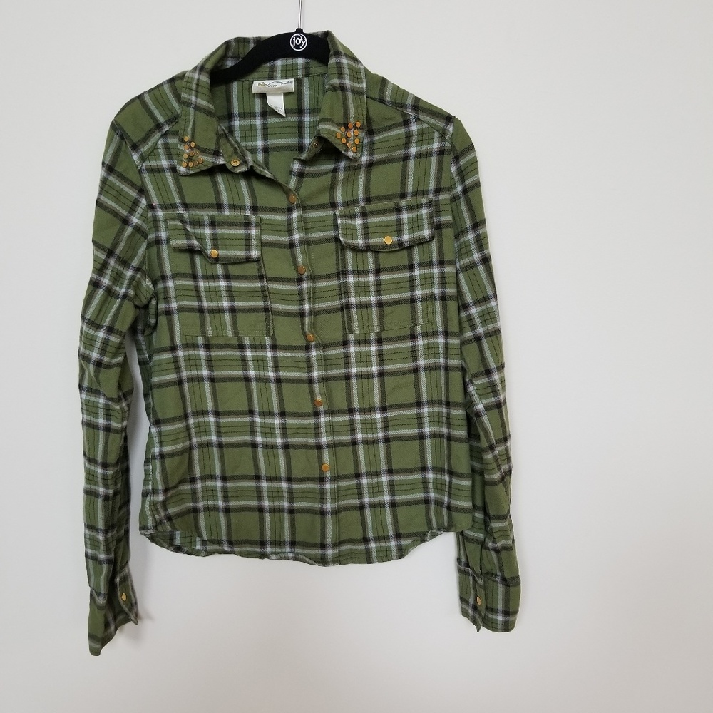 Pretty Rebellious Plaid Studded Shirt Size Medium